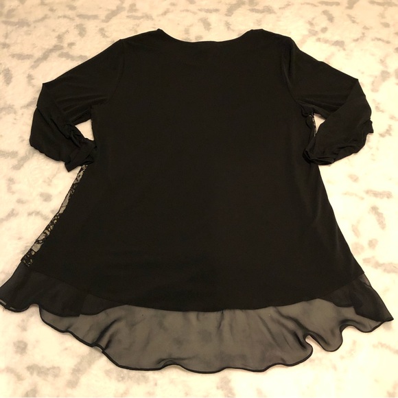 STYLE & CO. LACE FRONT BLACK TUNIC WITH GOLD ACCENTS. SIZE(XL) - Picture 7 of 13